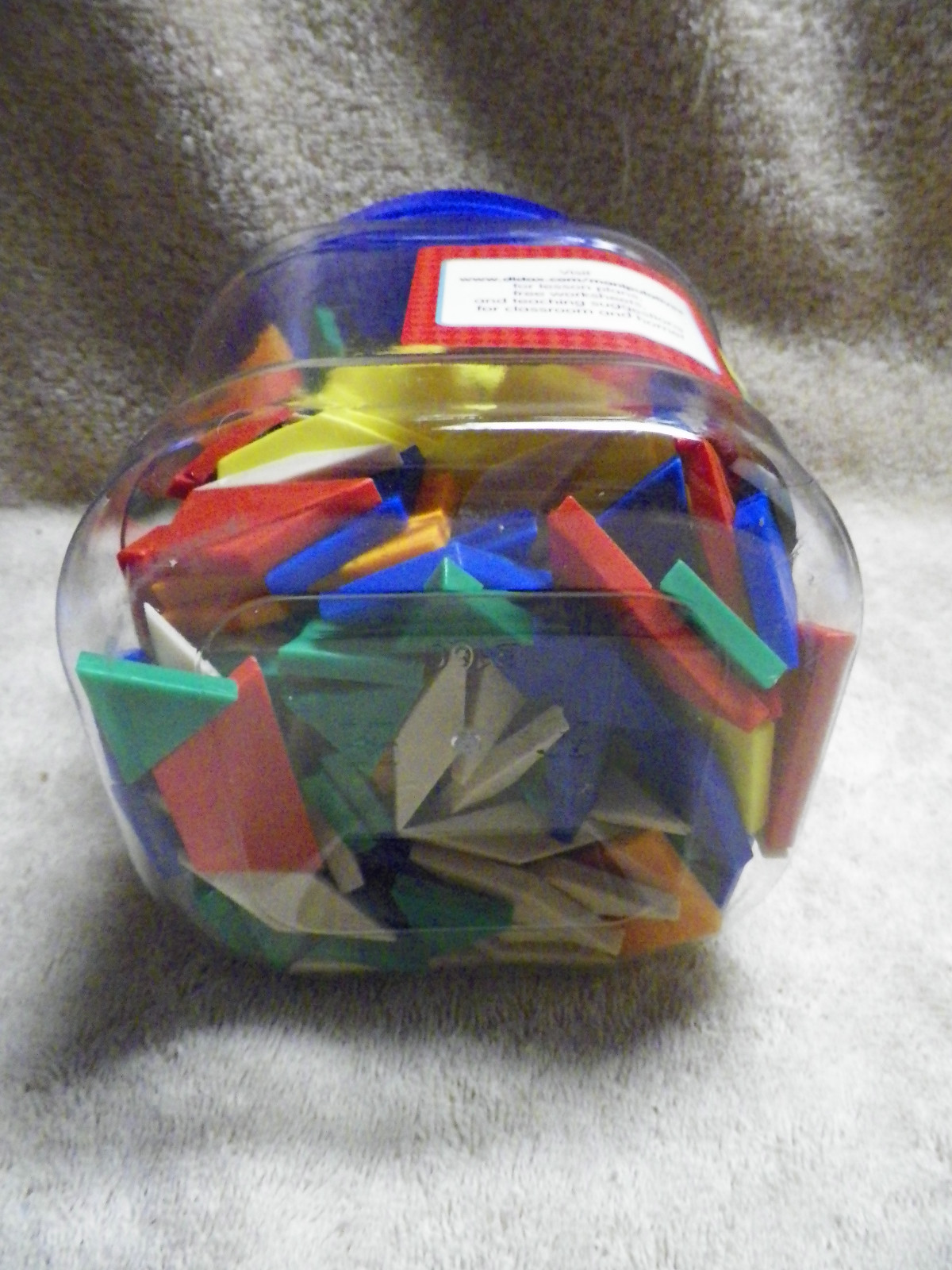 Didax 1/2 cm Plastic PATTERN BLOCKS 250 pieces 6 shapes and colors new
