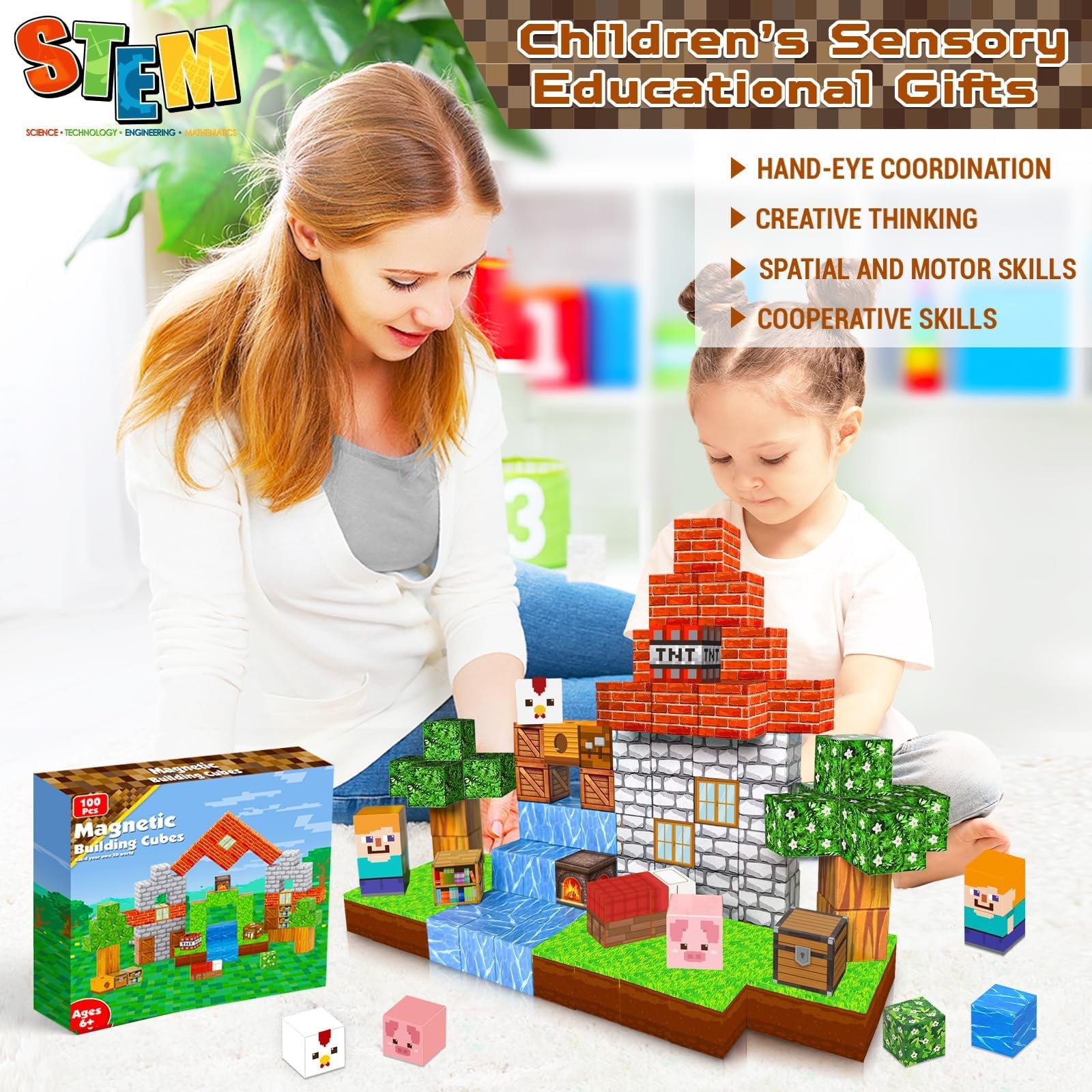 Goody King Magnetic Blocks |100PCS Magnetic Building Cube Game, Constructions…