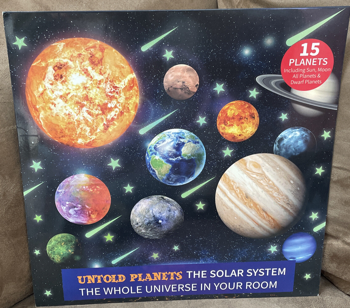 UNTOLD PLANETS THE SOLAR SYSTEM GLOW IN THE DARK 205 PCS DECALS FOR YOUR ROOM