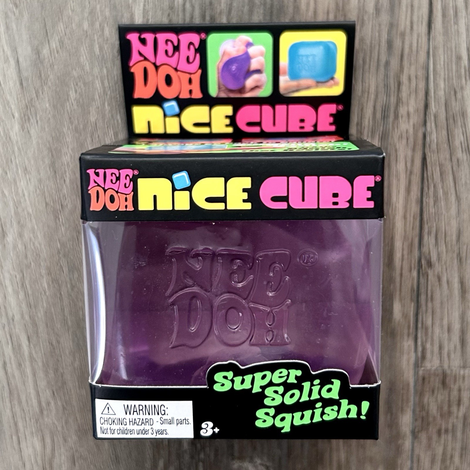 Brand New Needoh Nice Cube Purple Schylling Squeeze Toy Super Solid Squish 2.25″