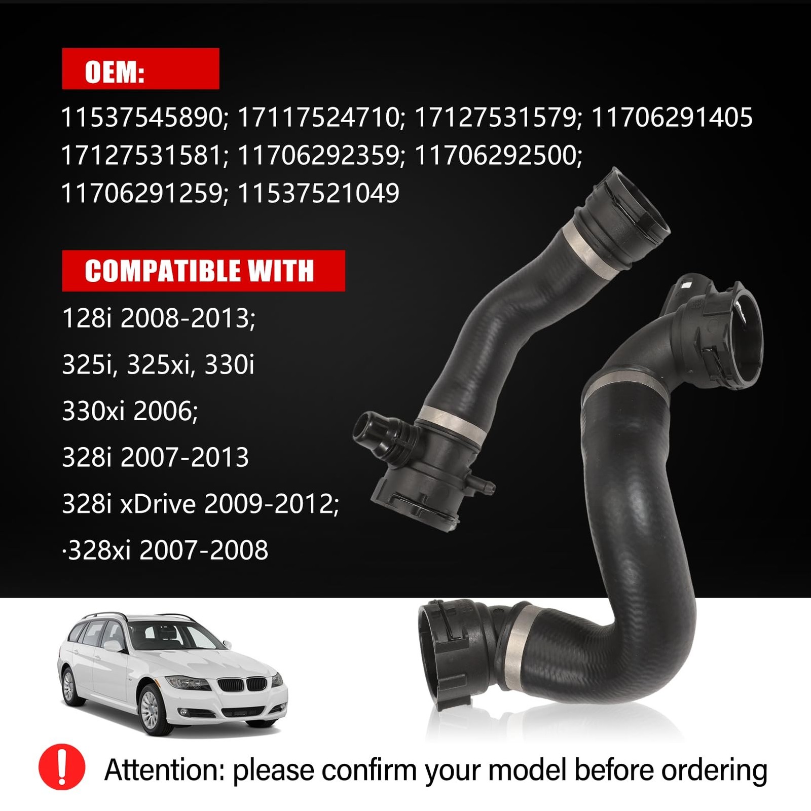 Radiator Coolant Water Hose Pipe Kit (7 Hoses) for N51B30A Engine 2007-2011 E…