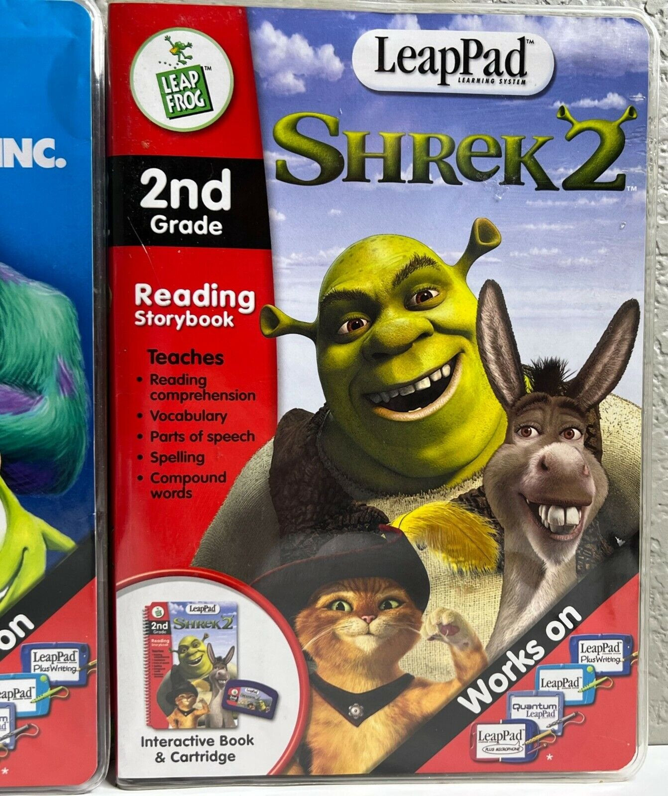 2 Leap Frog Leap Pad Shrek 2 & Monsters Inc. 2nd Grade Interactive Reading