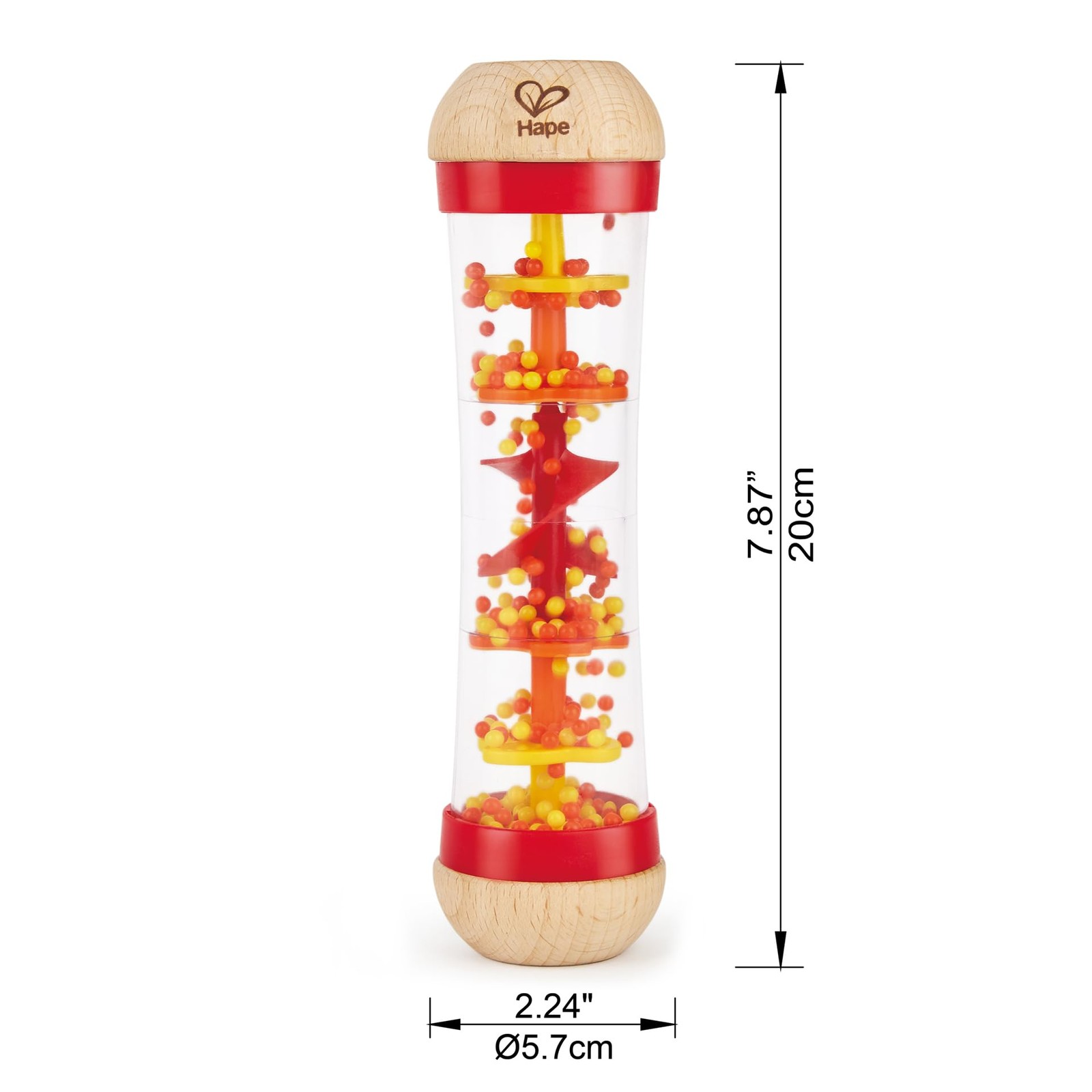 Hape Beaded Raindrops | Mini Wooden Musical L: 2, W: H: 7.9 inch, Red