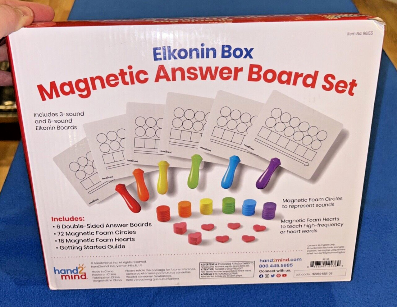 Hand2Mind Elkonin Box Magnetic Answer Board Set Set of 6, 96 pieces No. 96155