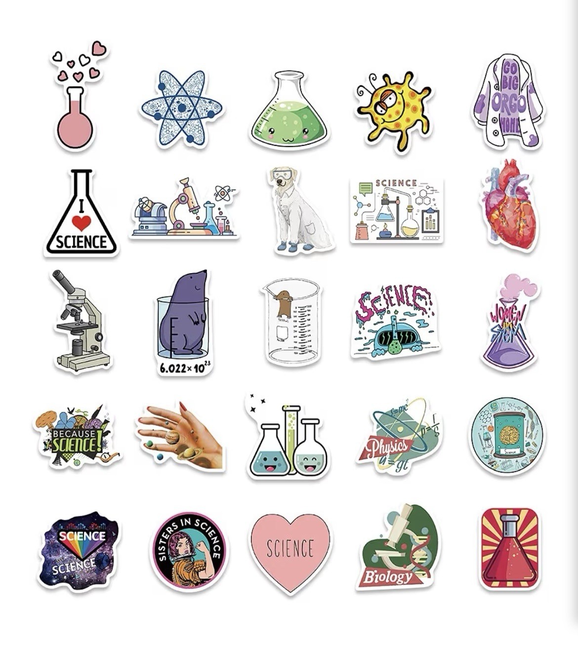 100 PCS Funny Science Laboratory Stickers for Kids Teens Adults, Physics Biology