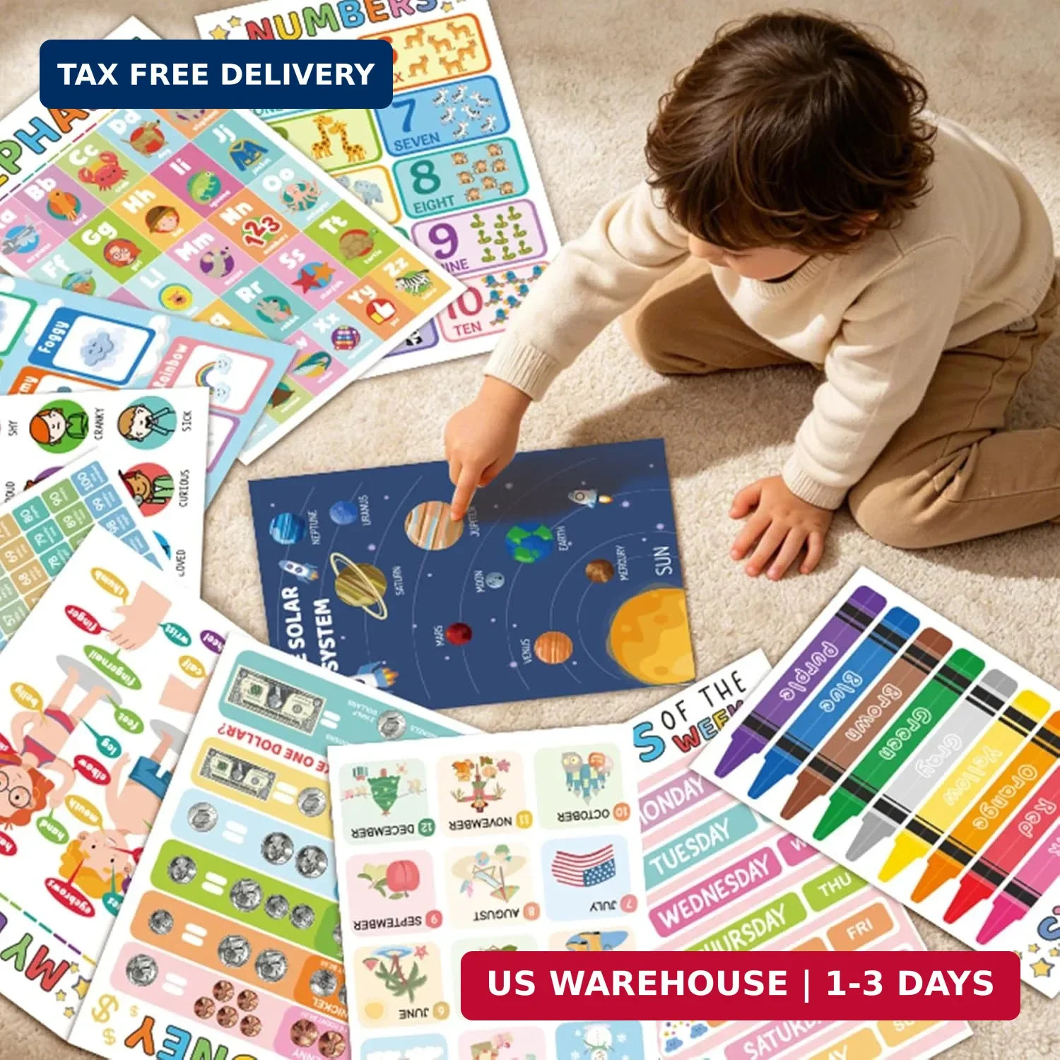 16 Educational Posters for Toddlers, Laminated Classroom Learning Posters, FAST