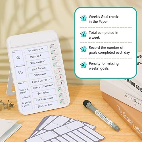 2Pcs Kids Chore Chart Checklist Board with 30 Blank Checklists & 4 Cardstock – H