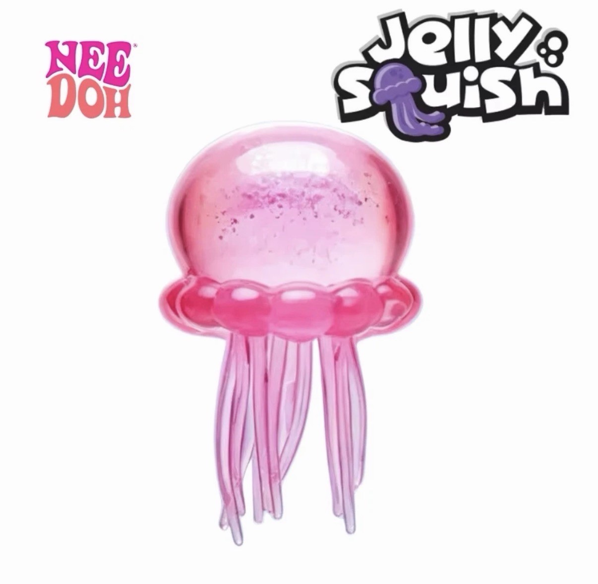 NeeDoh Pink Jellyfish Jelly Squish Stress Toy Fidget Squeeze Super Solid Squish