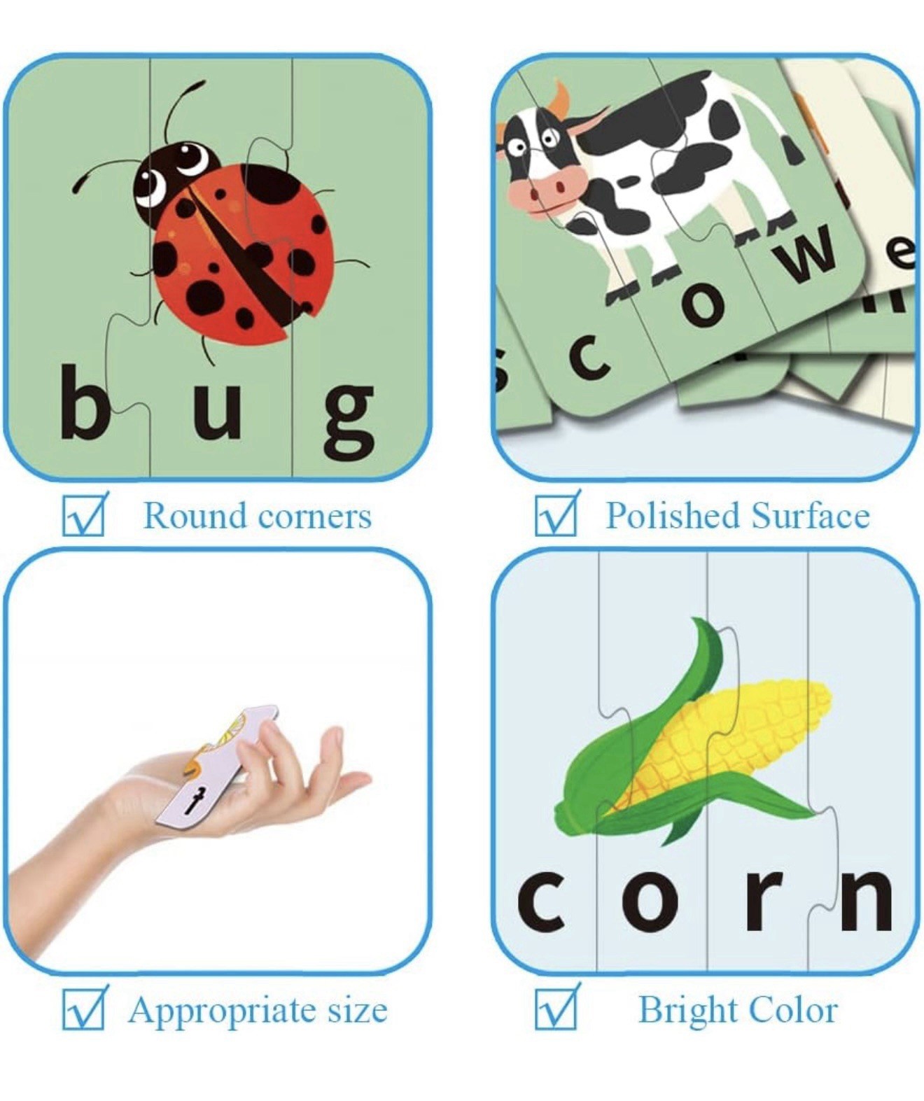 Kidepoch Spelling Puzzle Cards Educational Game 70 pieces