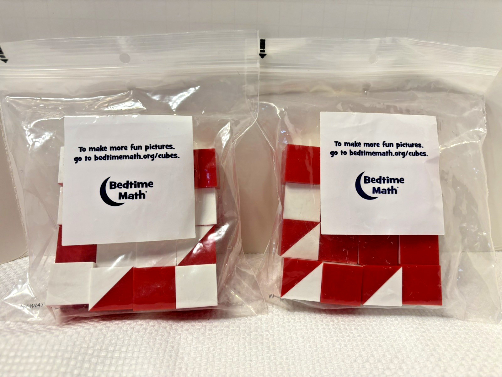 Lot of 2 NEW Bedtime Math SUPER CUBE SHUFFLE Blocks red white puzzle pattern