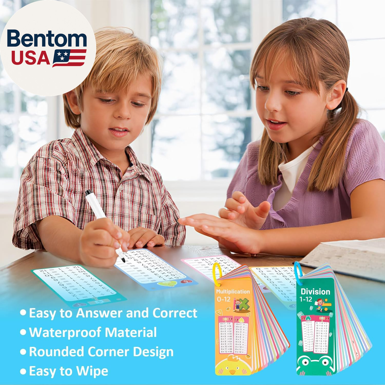 Multiplication and Division Flash Cards 30 Pcs, 0-12 Math Flash Cards with 4 Dry