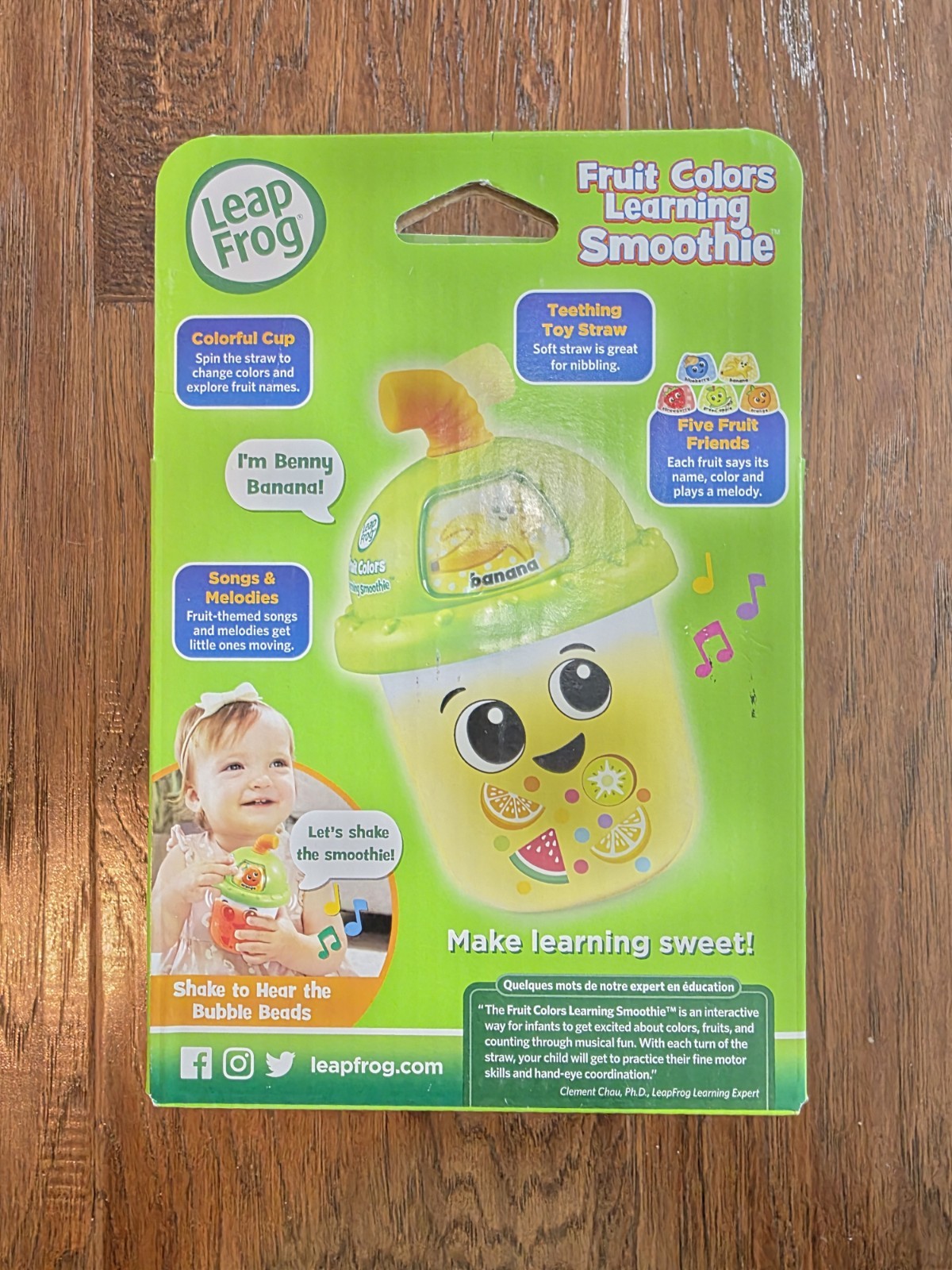 Leap Frog Fruit Colors Learning Smoothie Cup Teether Lights Up 6 Months NEW