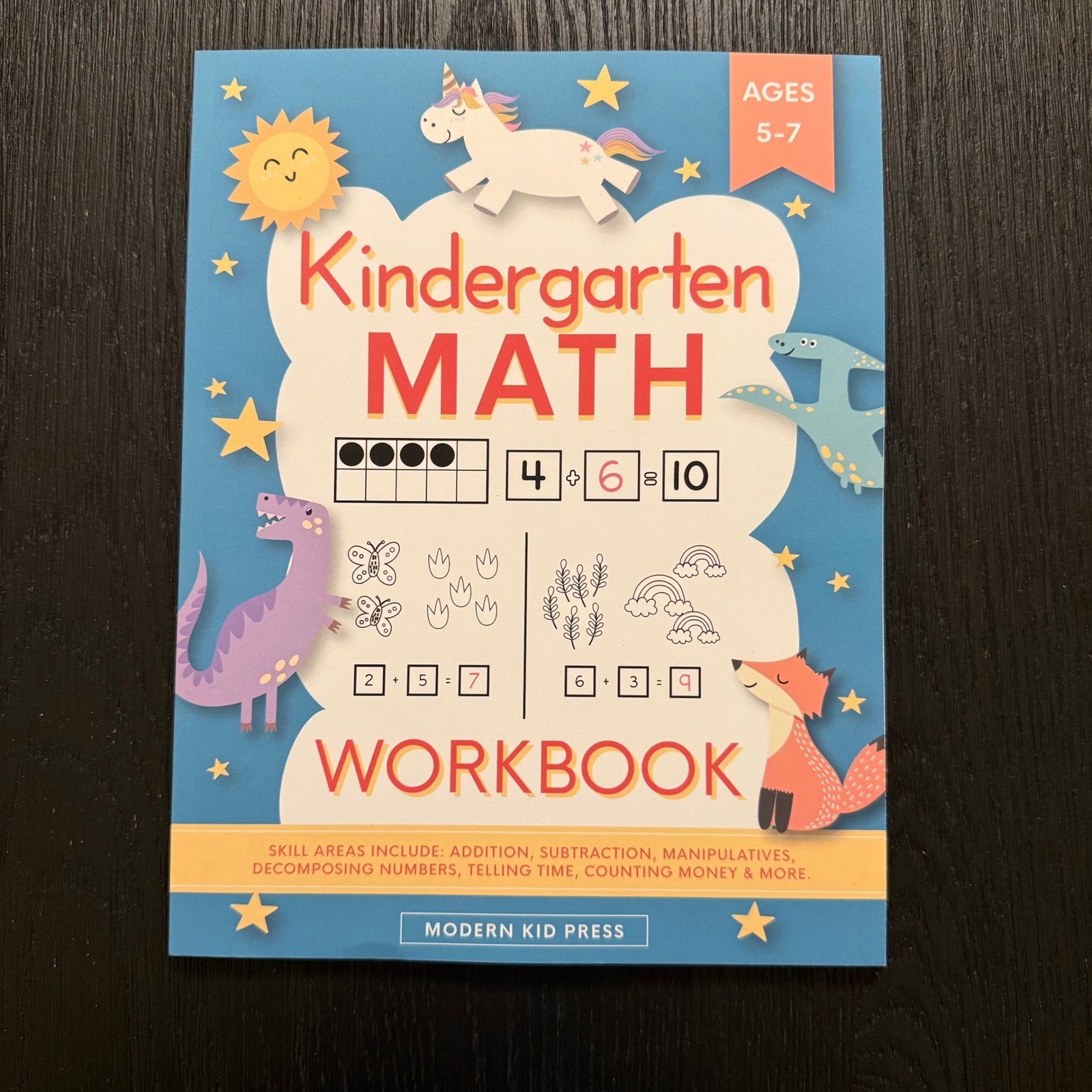 Kindergarten Math Workbook Ages 5–7 Modern Kid Press Addition Money Time NEW