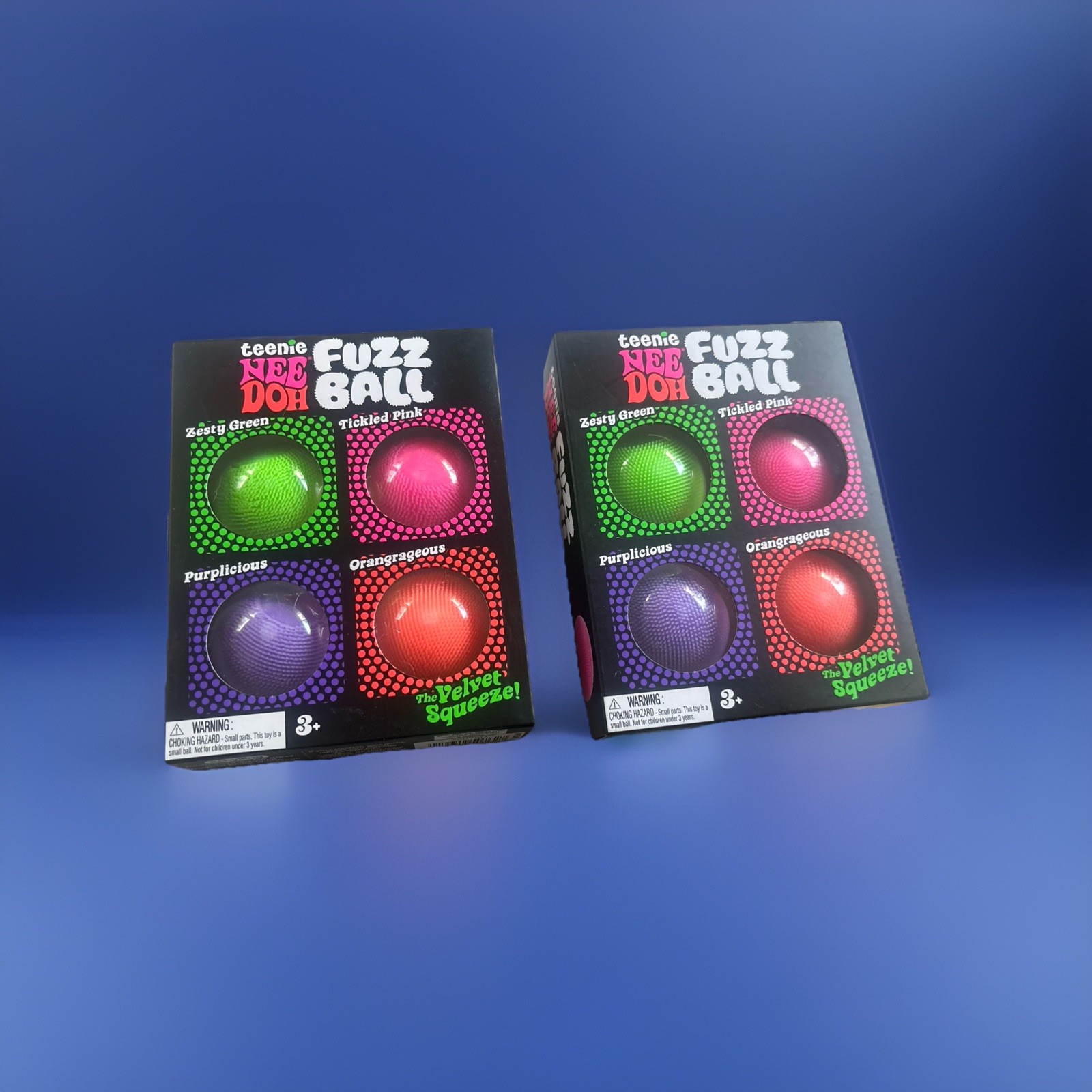 Schylling NEEDOH FUZZ BALL 4 Pack of TEENIE DOH FILLED VELVET BALLS SQUEEZE