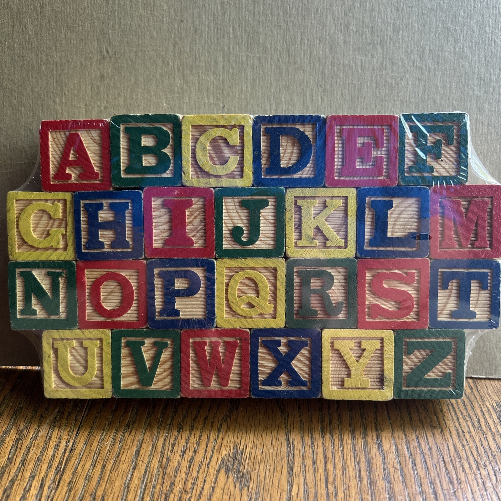 26 1-1/4 Size Colored Wooden Blocks ABC’s Numbers Spelling Words And Pictures