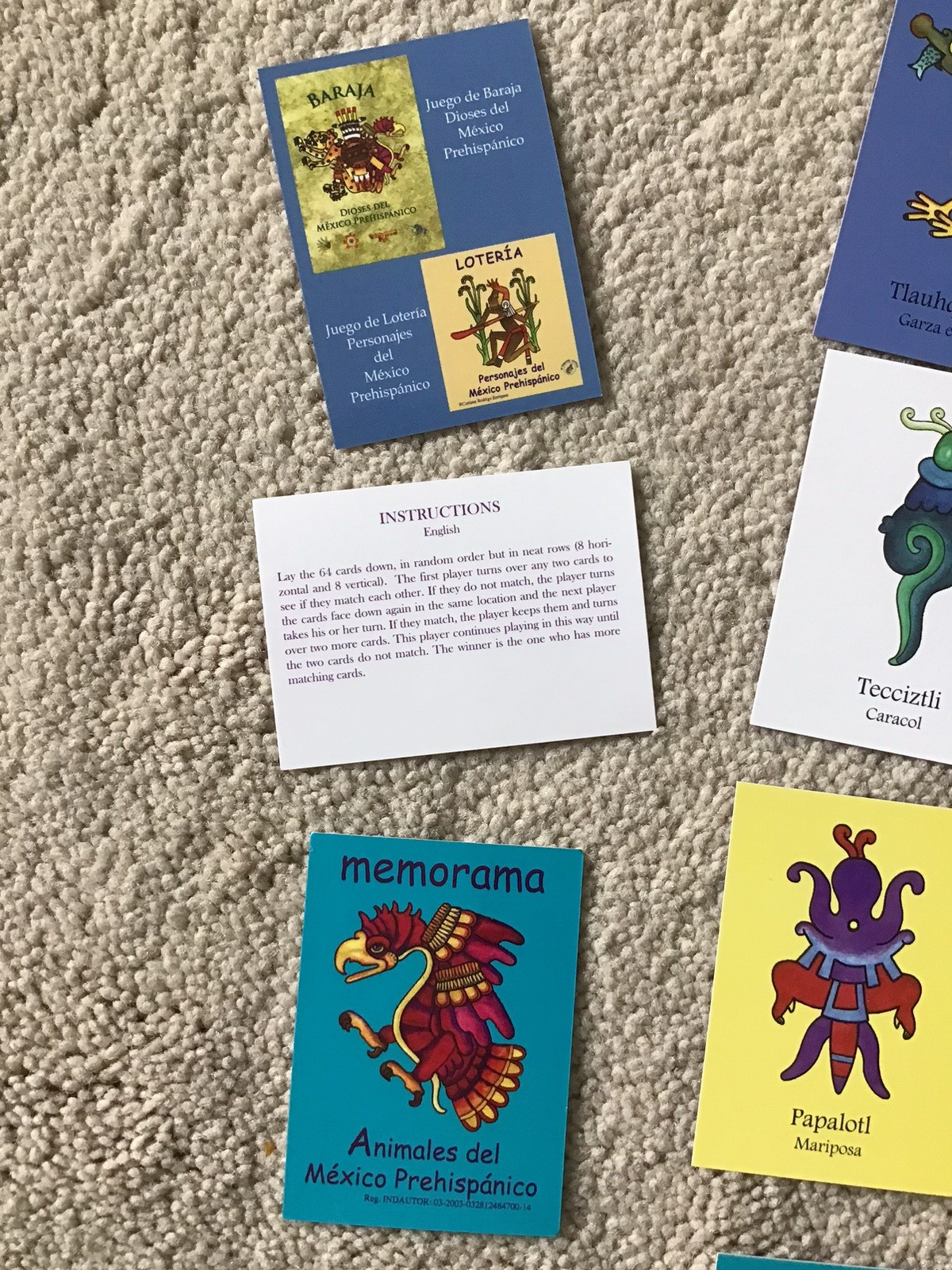 Memorama Animals of Pre-Hispanic Mexico 64 Cards Memory Matching Game in Case