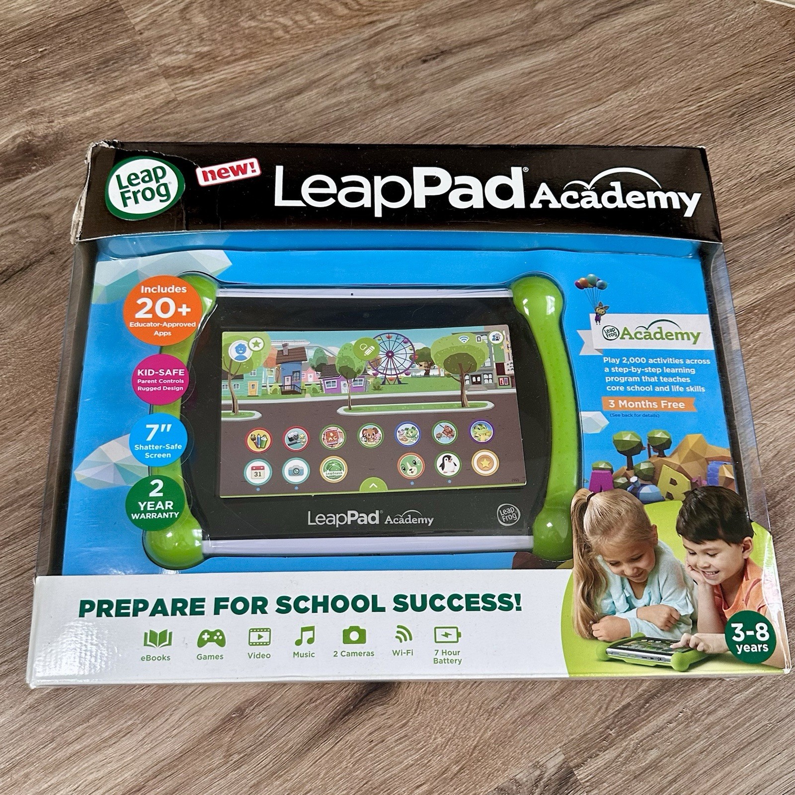 LeapFrog LeapPad Academy Kids Learning Tablet 7” Shatter‑Safe Screen 20+ Apps