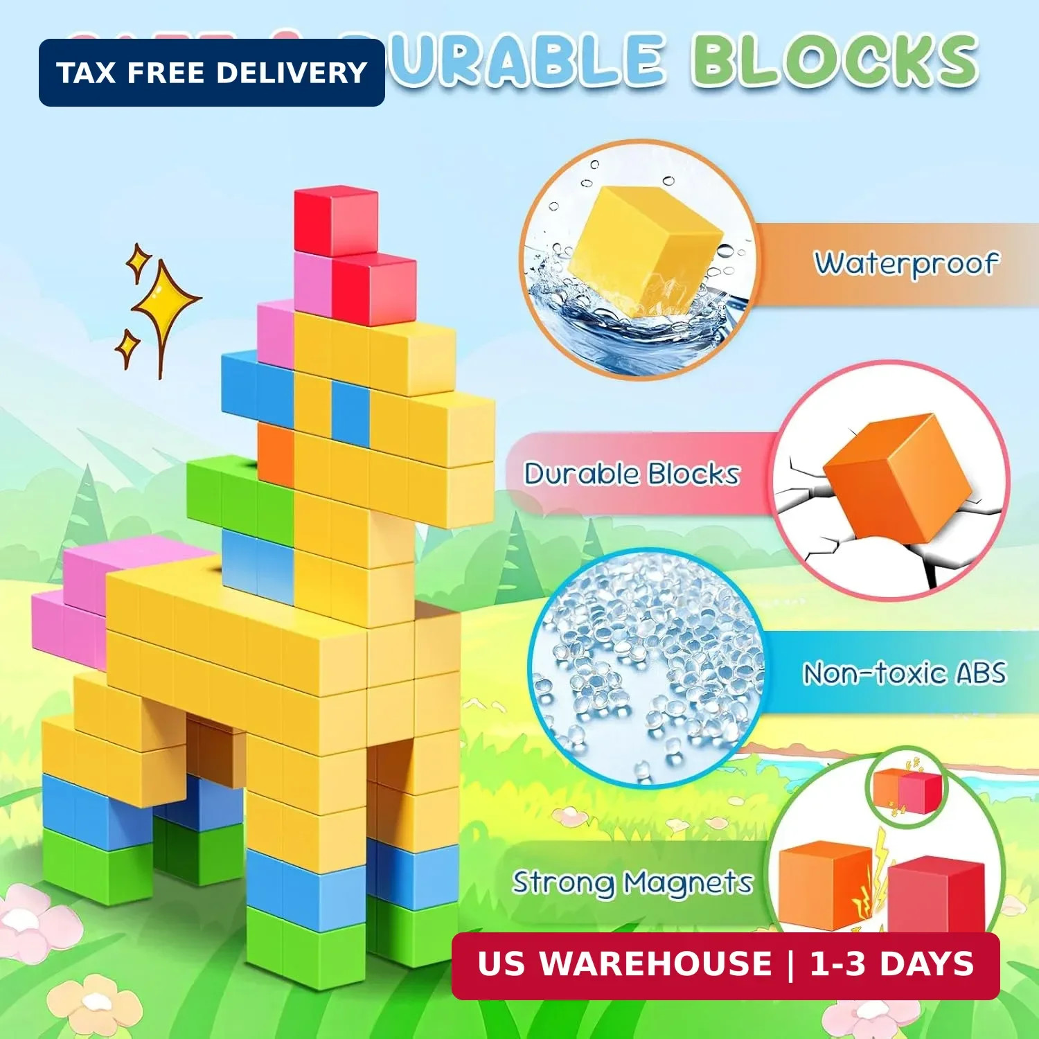 100pcs Magnetic Blocks, Gifts for 3 4 5 6 Year Old, Magnet Building Blocks for T