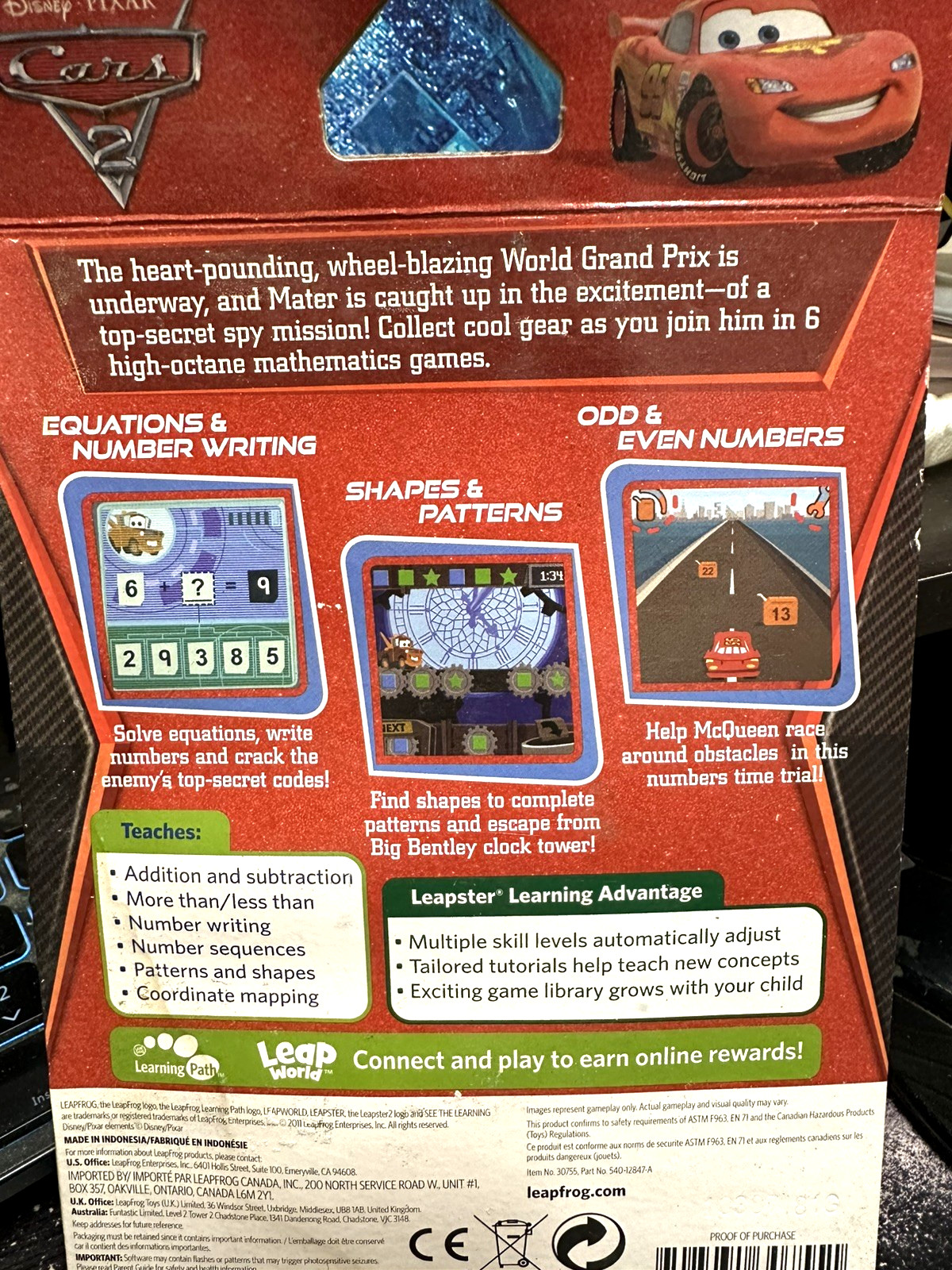 LeapFrog Leapster Learning Game Disney Pixar Cars 2 New Ships WITHOUT a Case