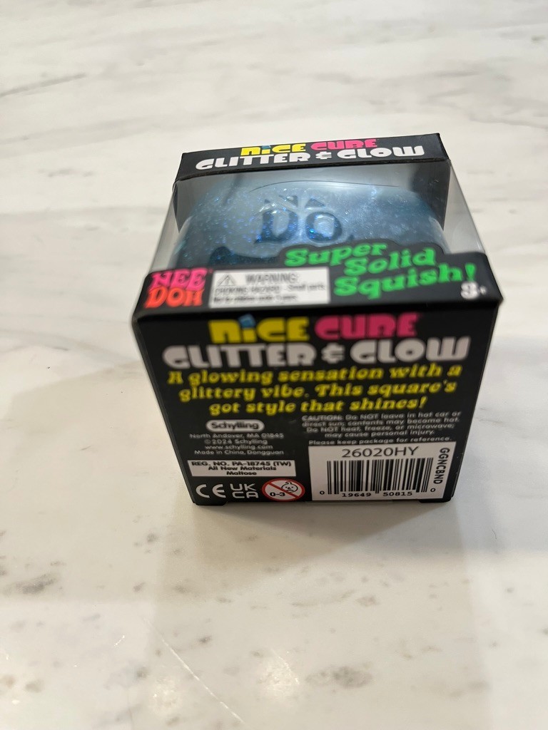 NeeDoh Nice Cube Glitter & Glow BLUE, Authentic USA Seller, In Hand, Ships Fast!