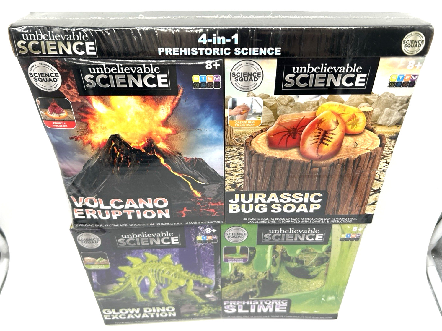Unbelievable Science 4-in-1 Prehistoric Pack NEW SEALED Dinosaurs Jurassic