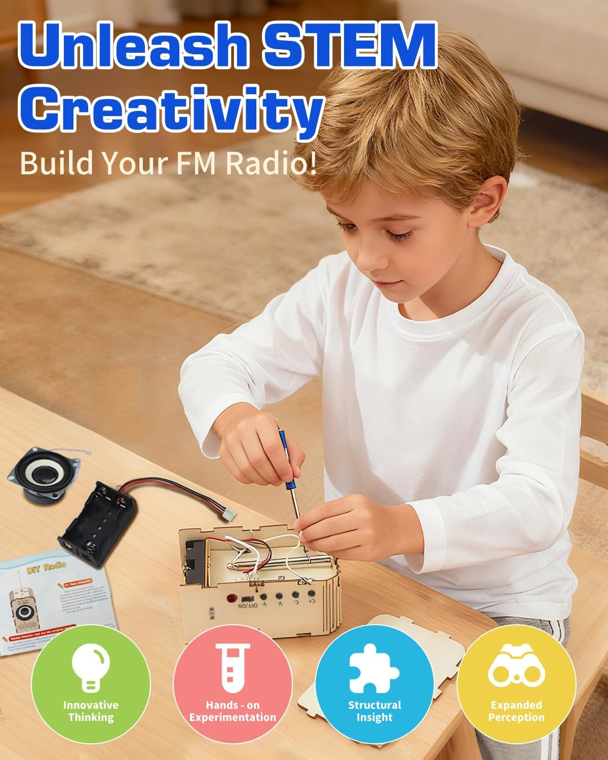 Science Kits for Kids Age 8-12 12-14, STEM Toys DIY Radio Kit Engineering Electr