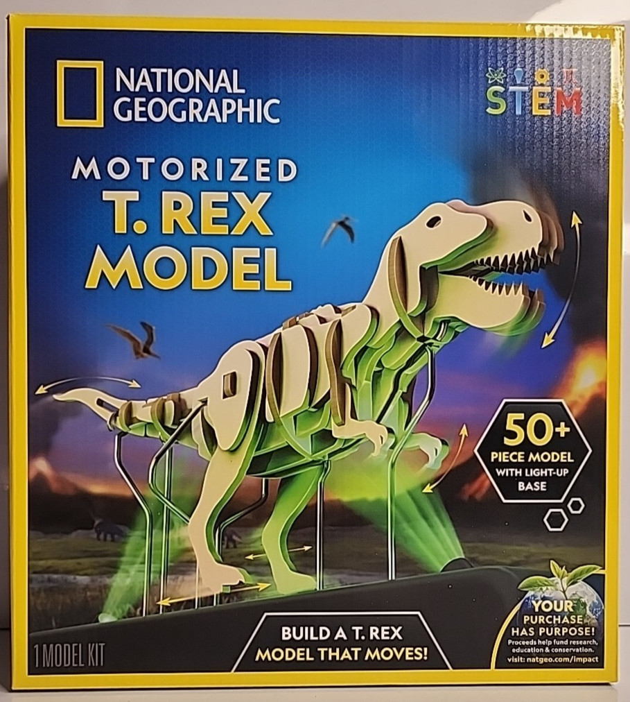National Geographic Blue Marble STEM Motorized T. Rex Model That Moves Kit