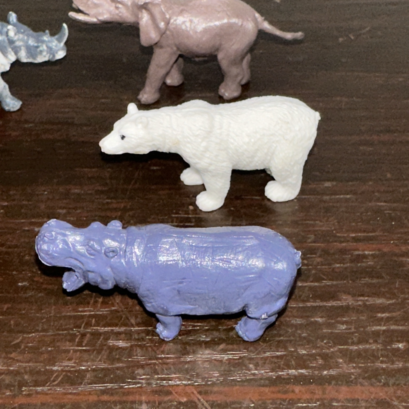 Miniature Wildlife Animal Figures Lot Of 6 Elephant Rhino Tiger Polar Bear…