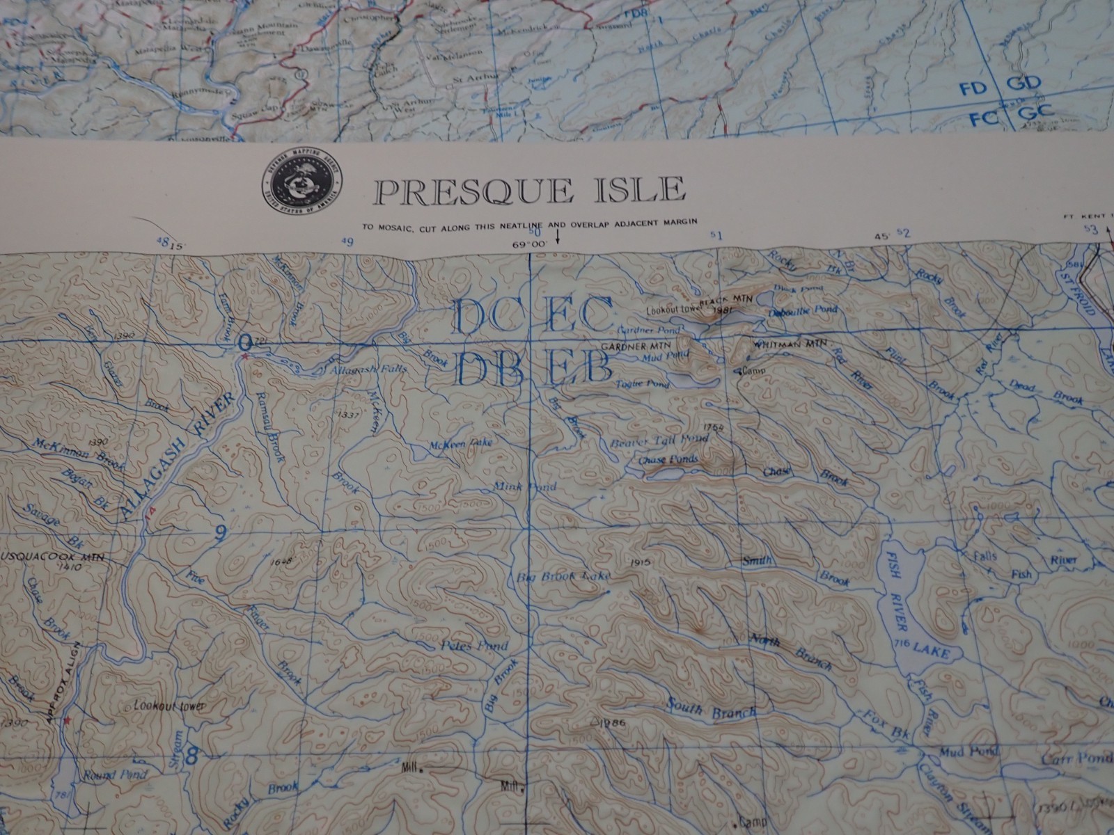 Hubbard Scientific Raised Relief Map Unframed 29″ Presque Isle Maine NL 19-5