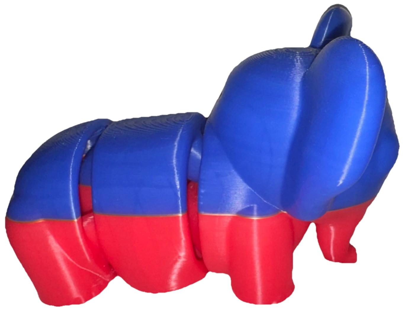 HUGE Color Changing Articulated Elephant Blue & Pink to Clear. 10×7 inches