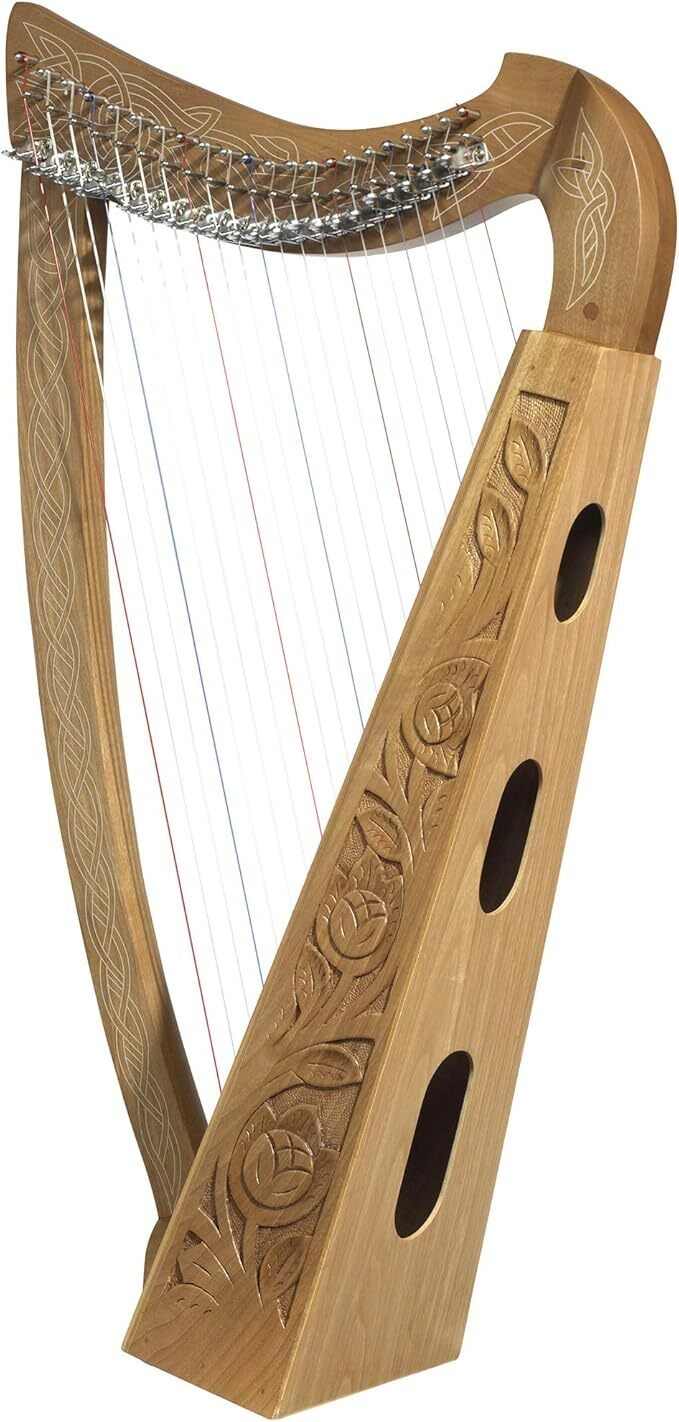 Design Toscano Celtic Knot Walnut Heather Harp Instrument and Display, 35 Inch,