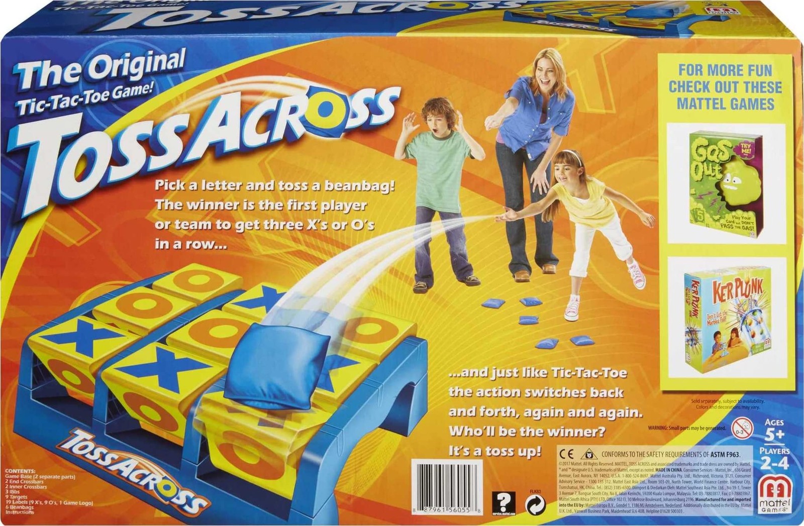 Toss Across Game, Beanbag Tic Tac Toe for 2 to 4 Players Ages 5 Years and Older