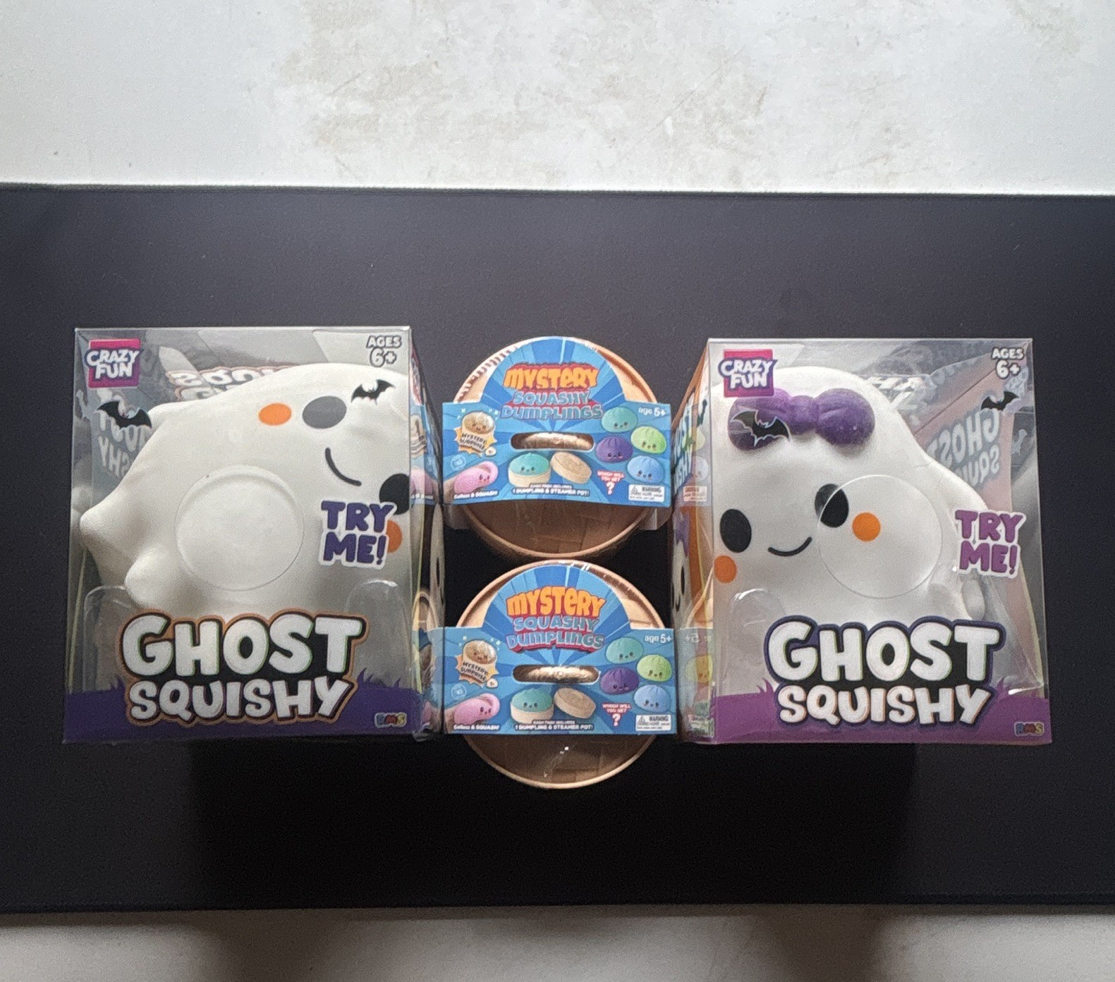 Crazy Fun Ghost Squishy Squeezable Toy (1boy/girl) & Mystery Squashy Dumplings