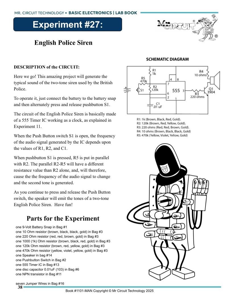 1101 Mr Circuit Home School Electronics Book and Lab for Beginners