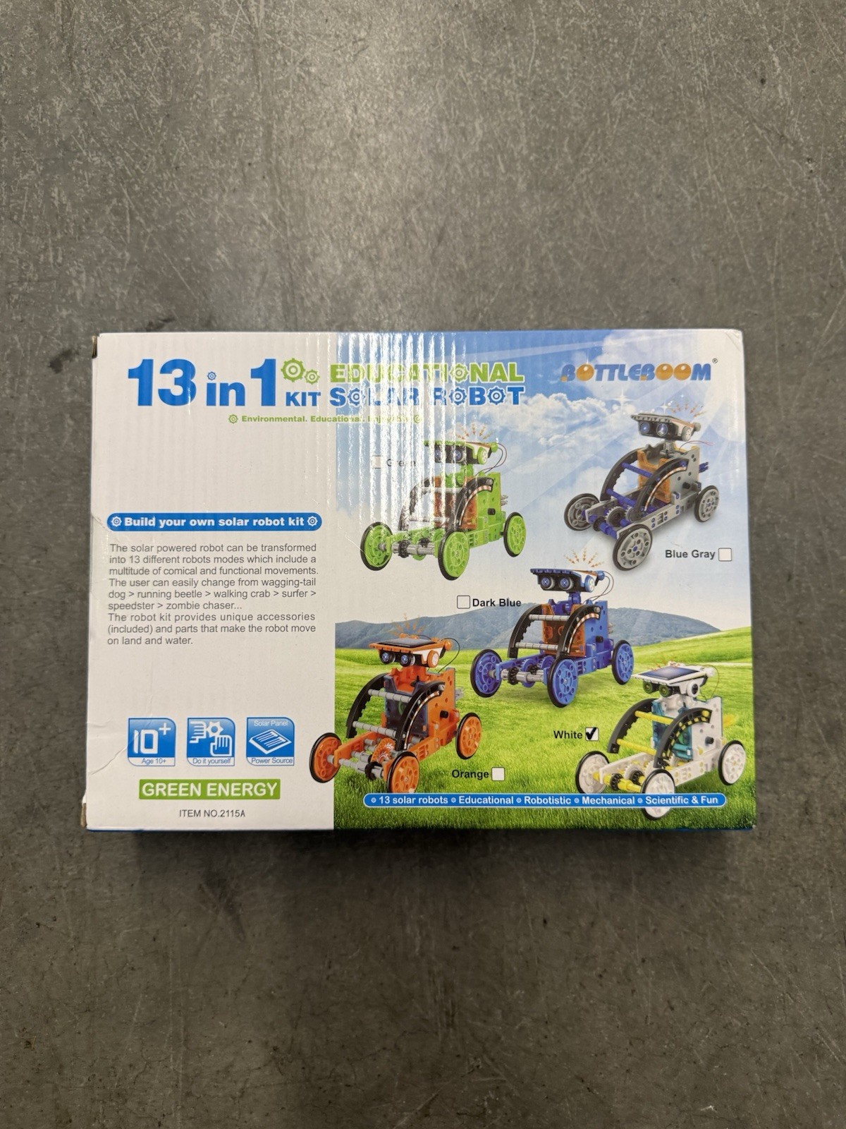 13-in-1 Solar Robot STEM Kit for Kids Ages 8-12, Science & Robotics – Blue Gray