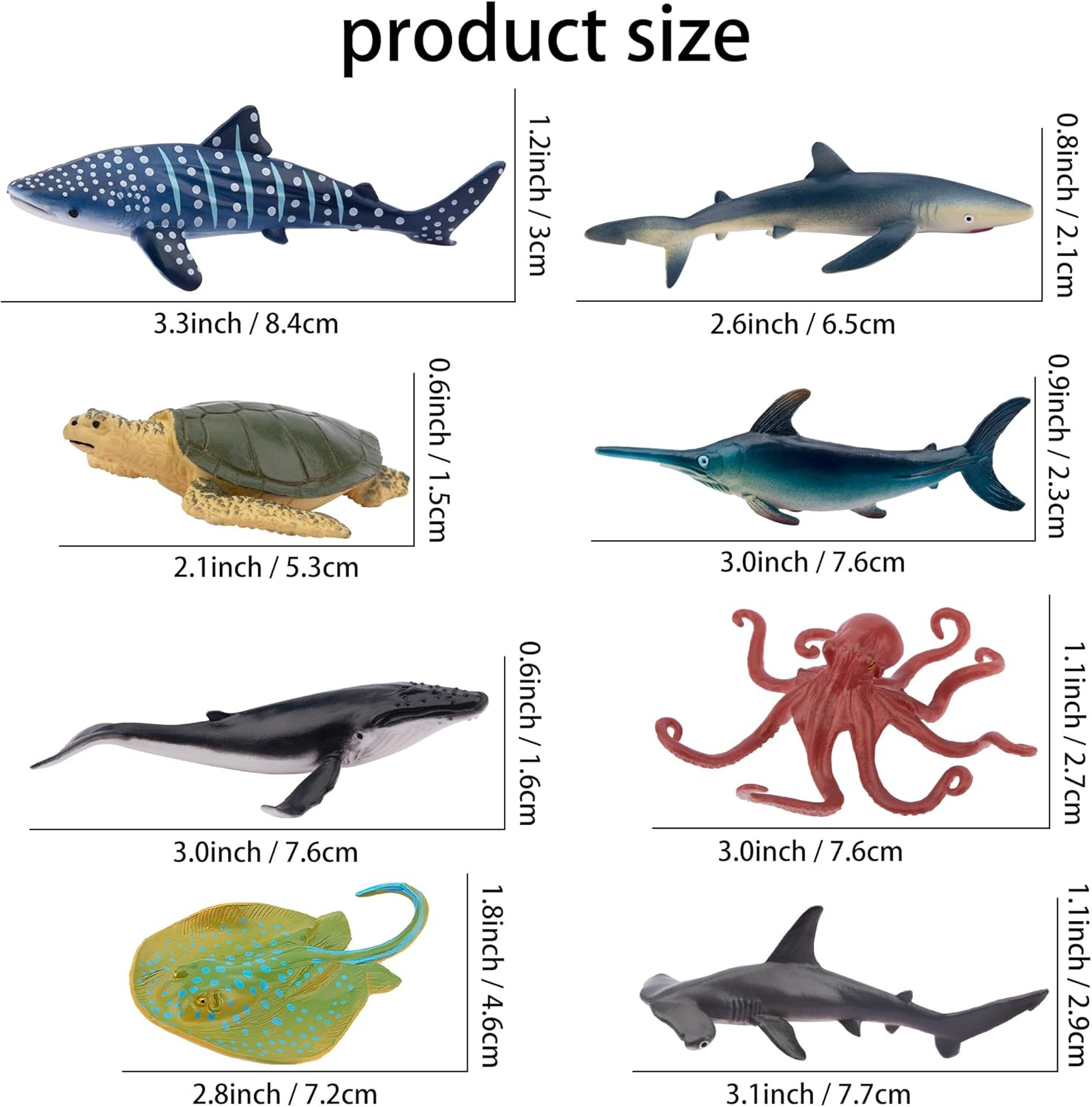 24Pcs Mini Ocean Animal Figurines: Realistic Cake Toppers with Sharks, Whales &