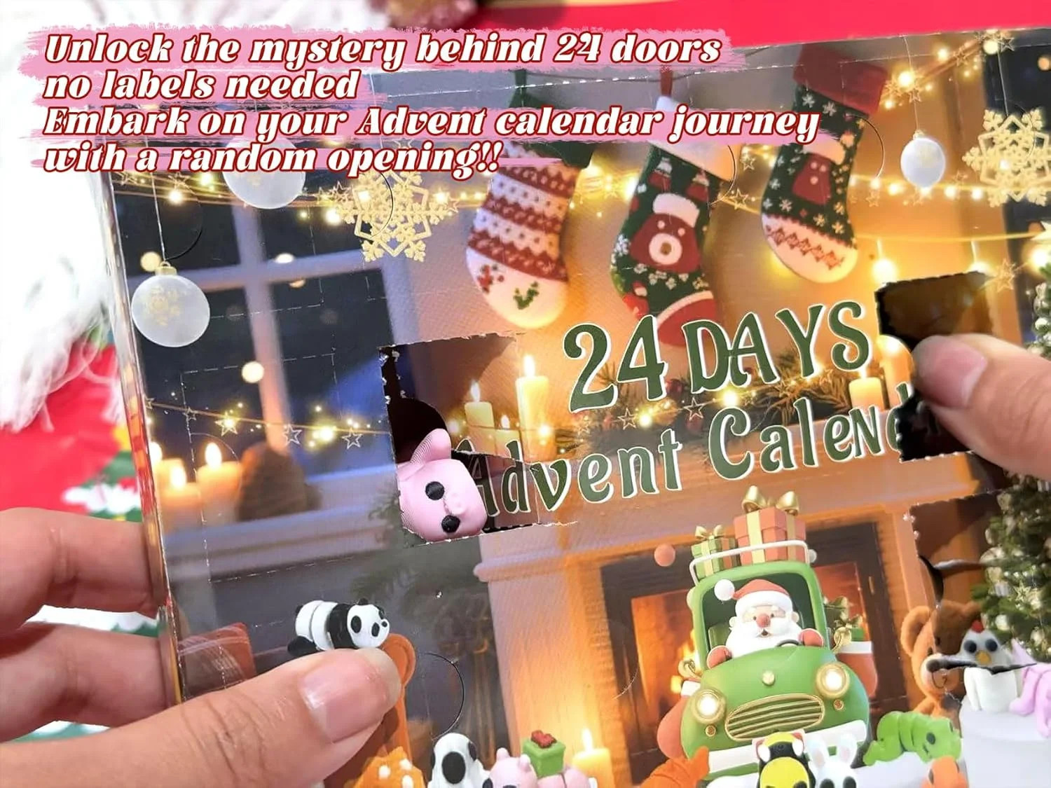 24Pcs 3D Printed Animals Set,Cute Articulated Flexible Figurines Fidget,Christma
