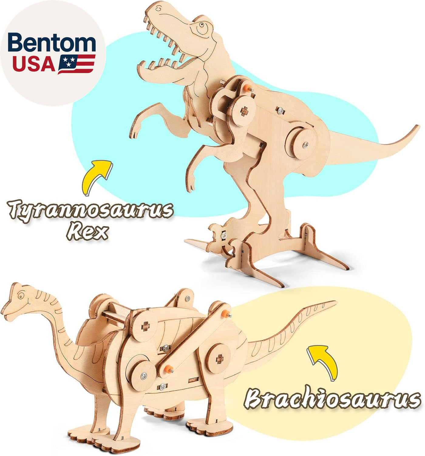 Dinosaur STEM Kits for Kids Ages 8-10-12, 4 in 1 Wood Building Toys for Boys Age