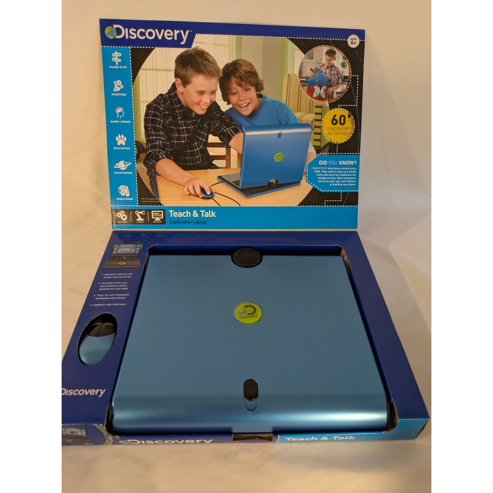 Discovery Kids Teach & Talk Exploration Laptop Blue STEM Educational Toy 60 Game
