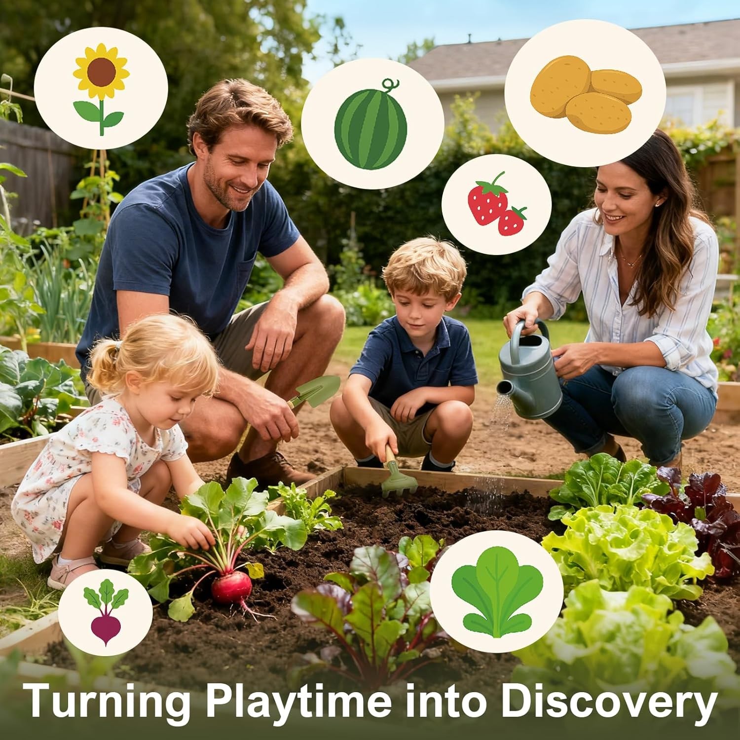 Green 2 In 1 Kids Gardening Tools Bug Catcher Kit with Wheelbarrow Bug House