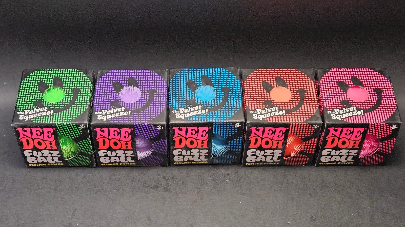 Schylling Nee Doh Fuzz Ball Lot of 5 Green Purple Blue Orange & Pink +++++++++++