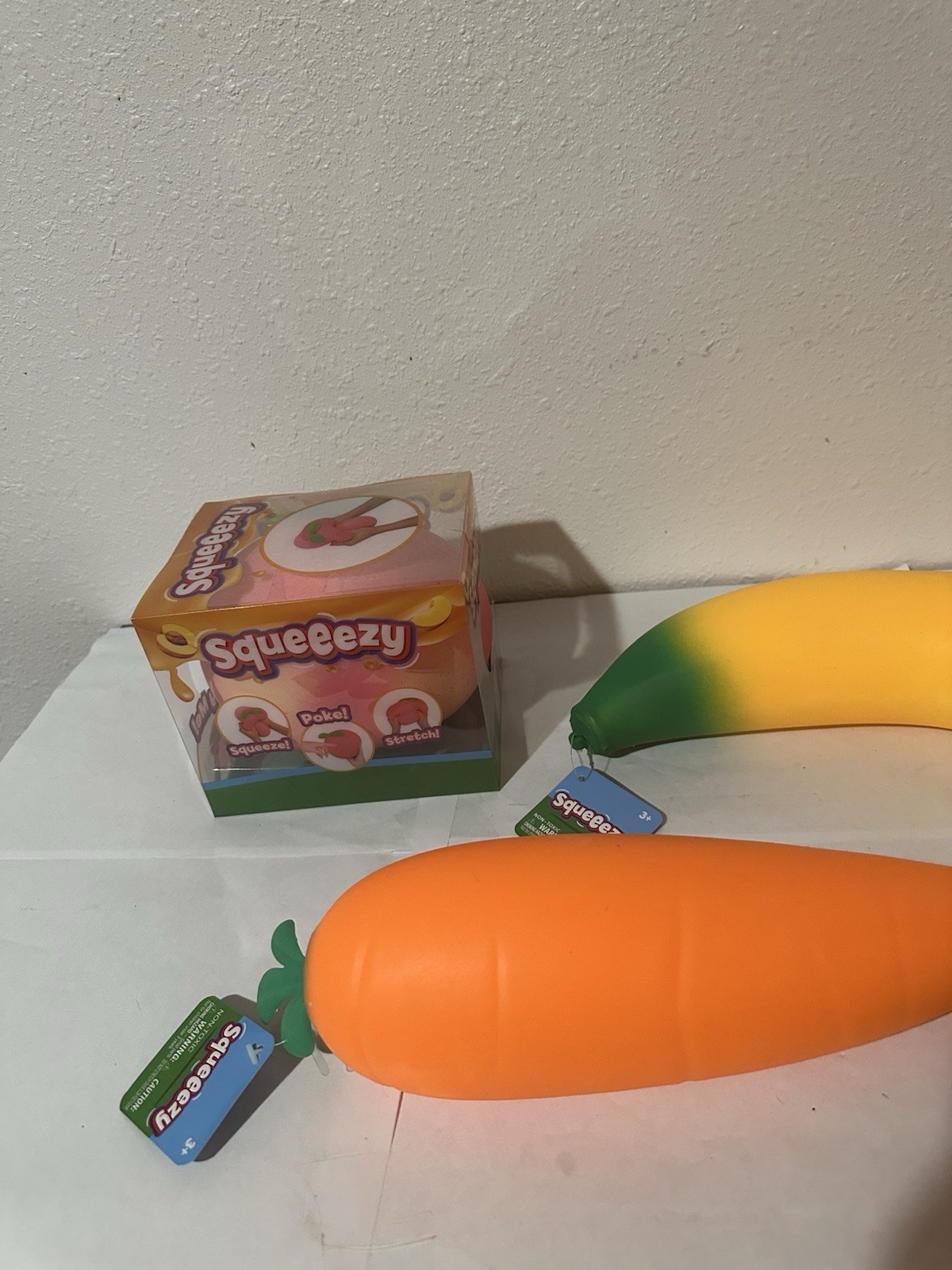 Sunny Days Jumbo Banana, Squeezy Carrot, Peach LOT OF 3 Viral Tiktok