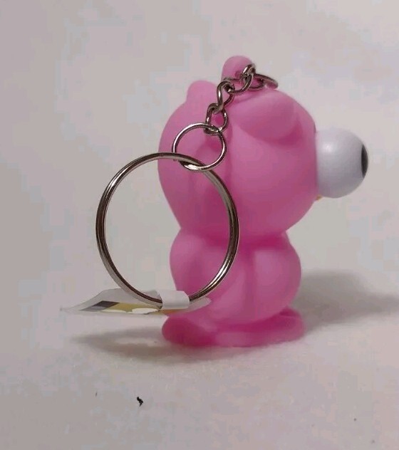 Owl Pink Rubber Squeeze Toy Eyes Pop Out Keychain Stress Fidget 2″ Tiny