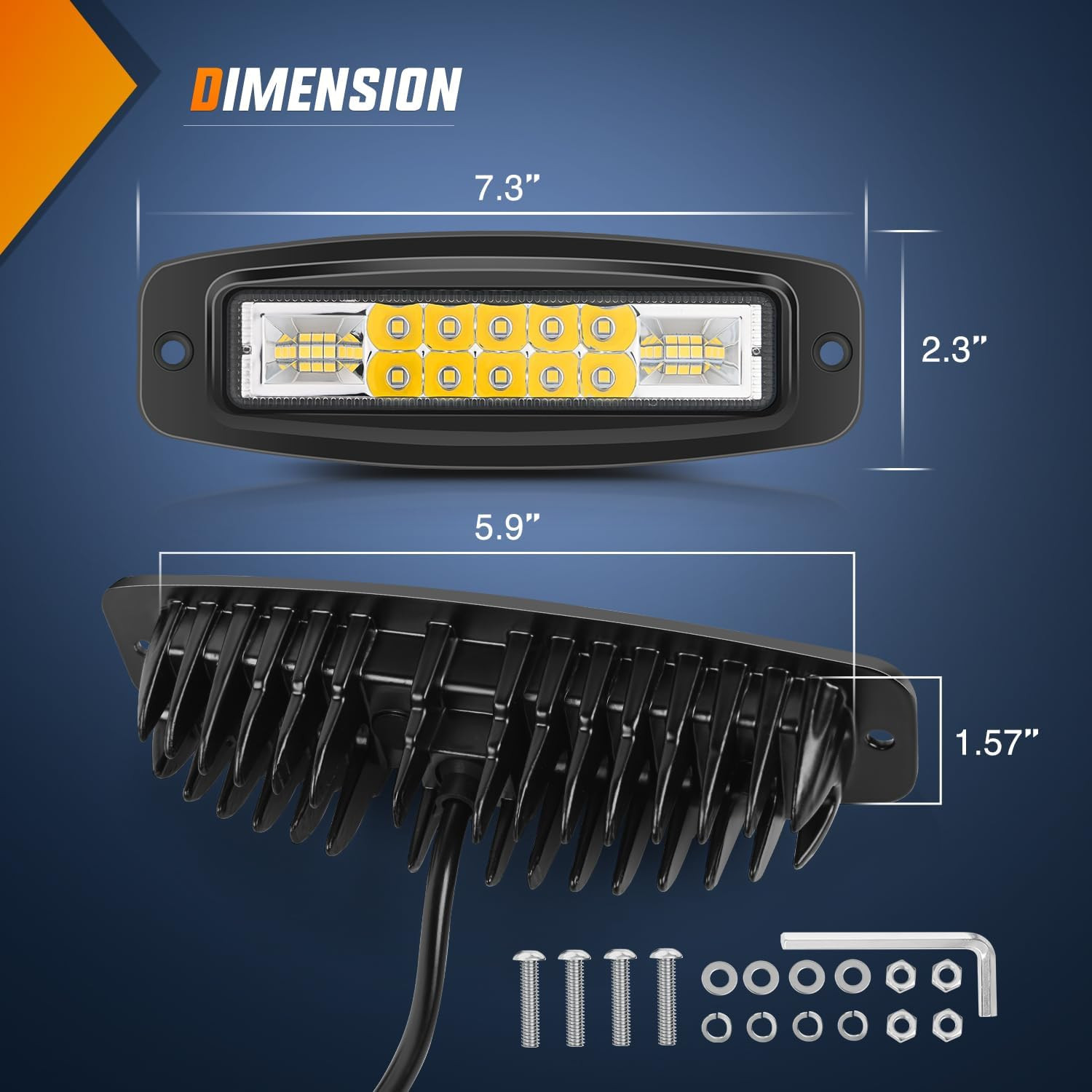 Flush Mount LED Pods 2PCS 6 Inch 60W LED Work Light Flood Spot Beam Combo Backup