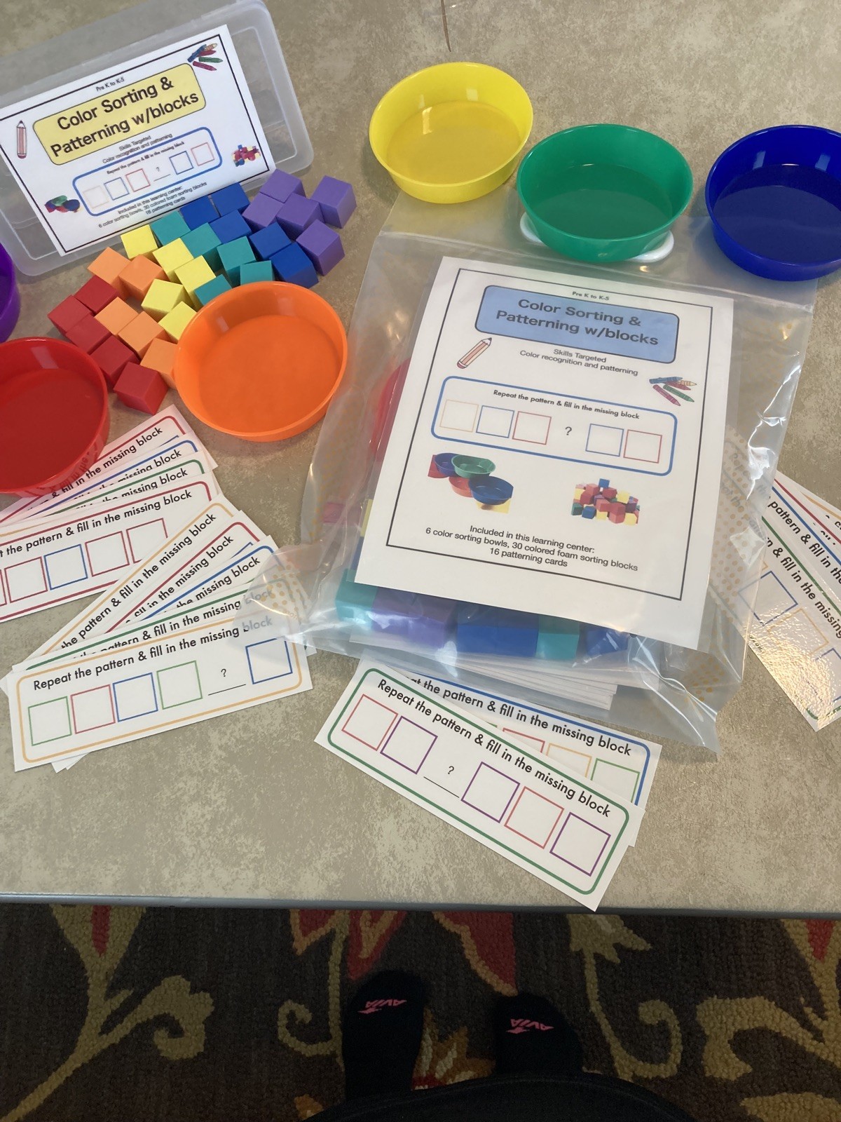 Color Sorting & Shapes Sorting Patterning w/Lakeshore Learning Bag * 2 sets