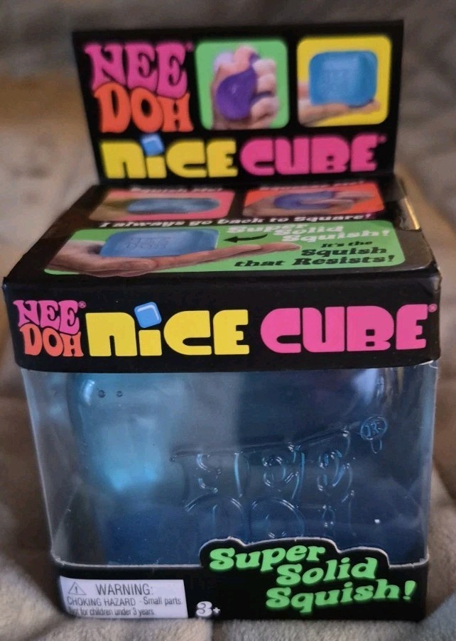 Schylling NeeDoh Nice Cube Super Solid Squish Squeeze Toy, Blue, AUTHENTIC