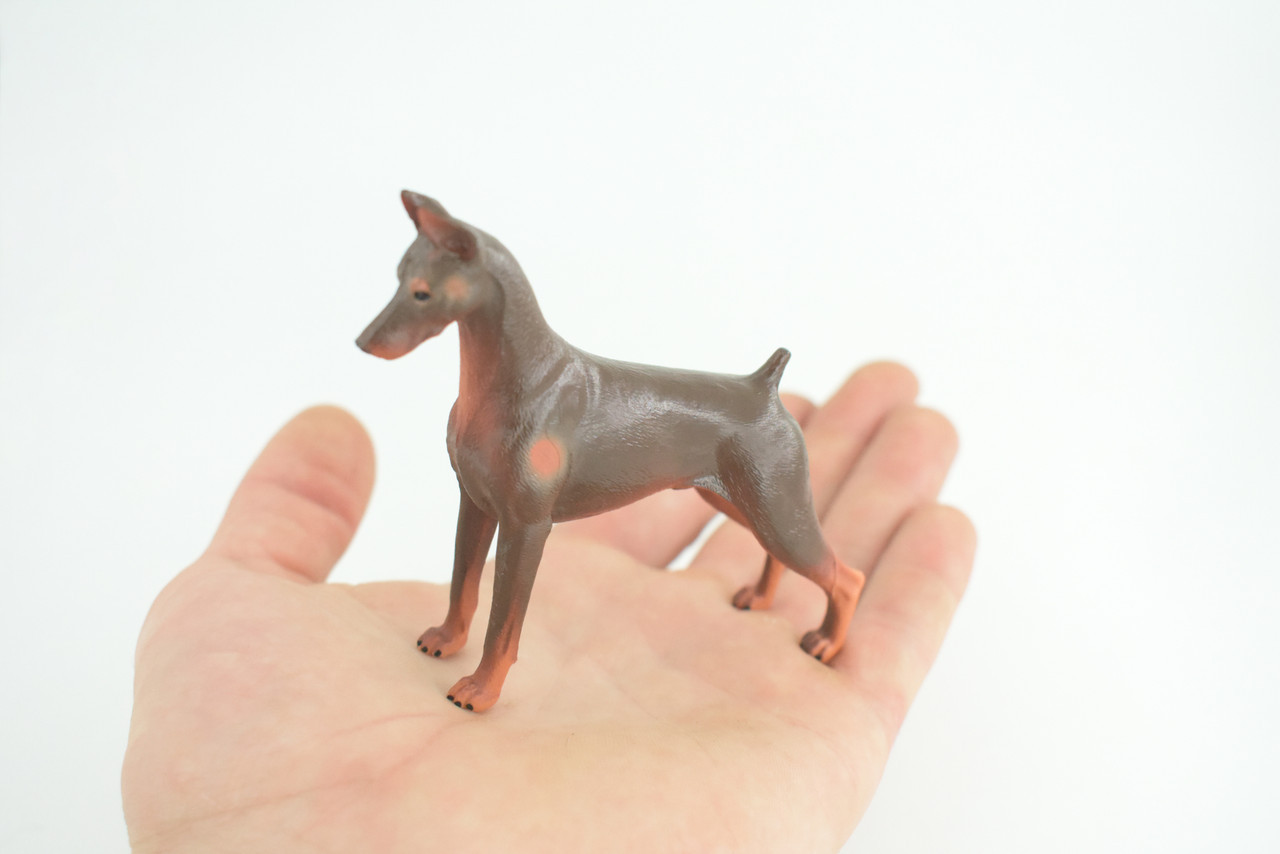 Dobermann Toy Dog, Realistic Hand Painted Rubber Model, 4 Inches CH980 BB213