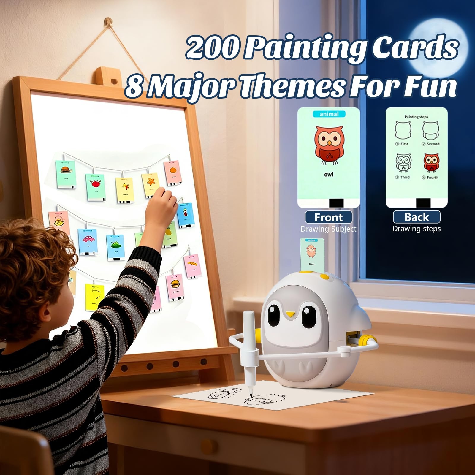 GMYGBY Drawing Robot for Kids, 7.17 x 6.1 x 0.1 inches, White, Black, Orange