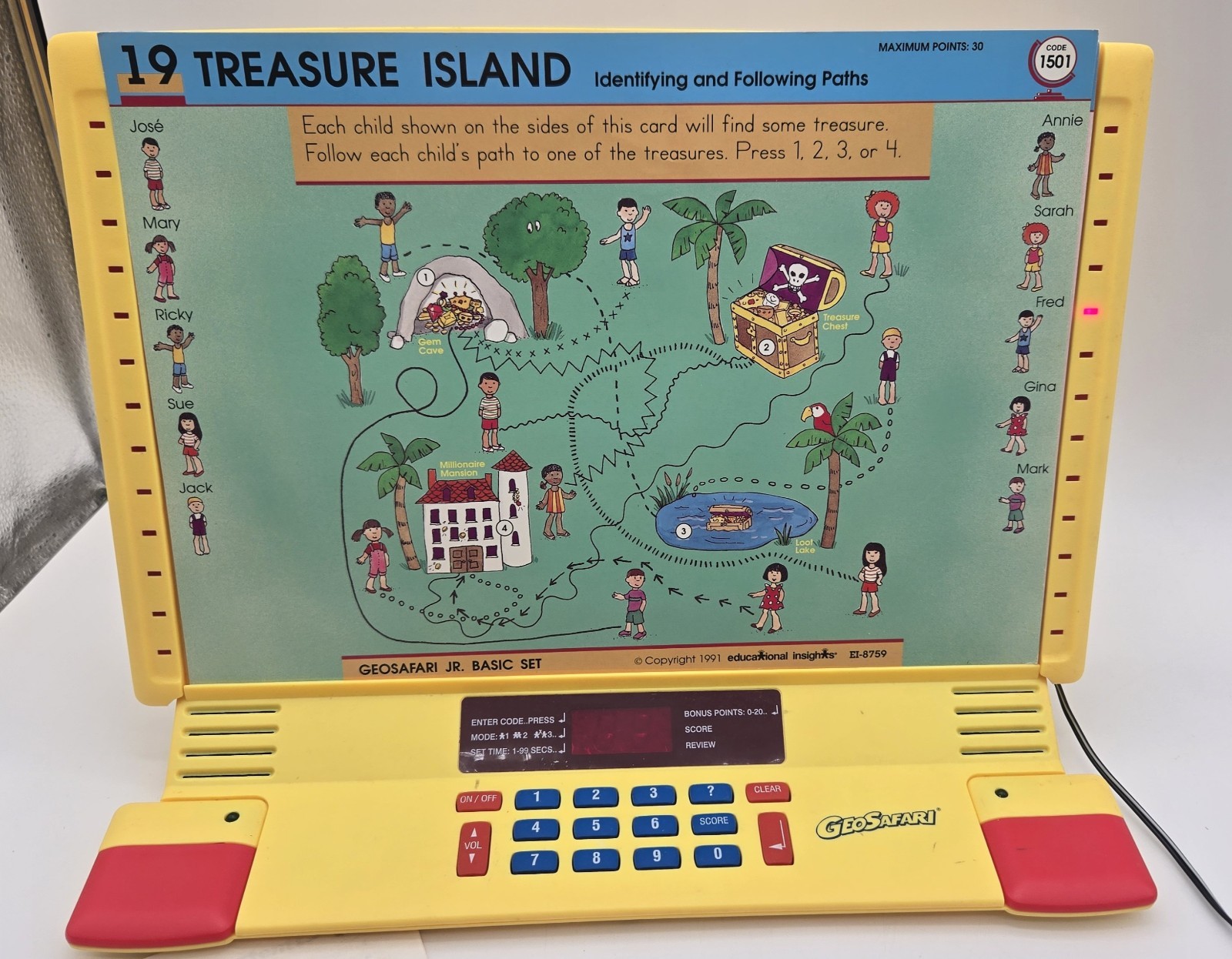 Vintage GeoSafari Electronic Learning Game EI8865 with 25+Cards – Working