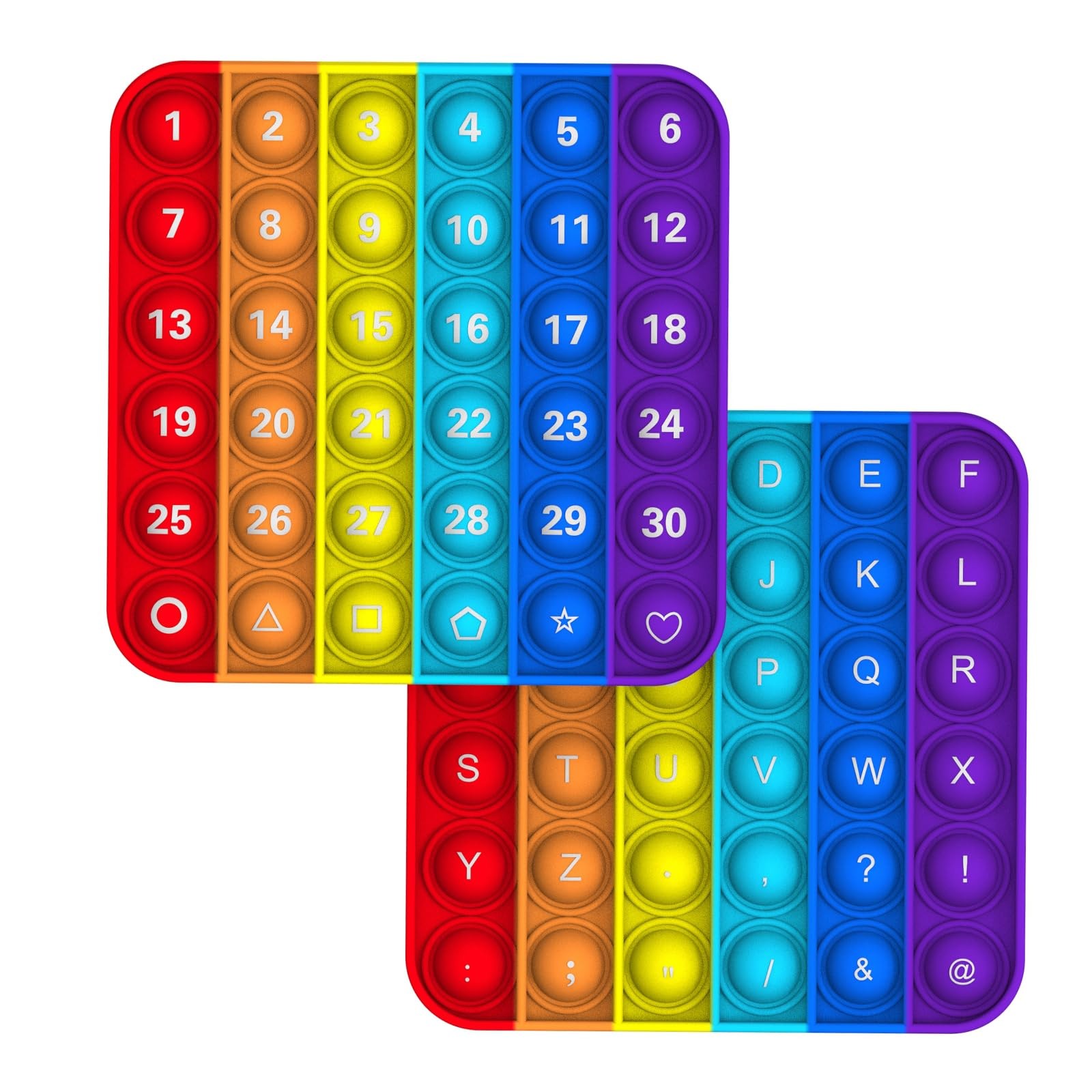 2Pack Pop Fidget Toys,ABC Learning and Educational 4.9 inches, Rainbow